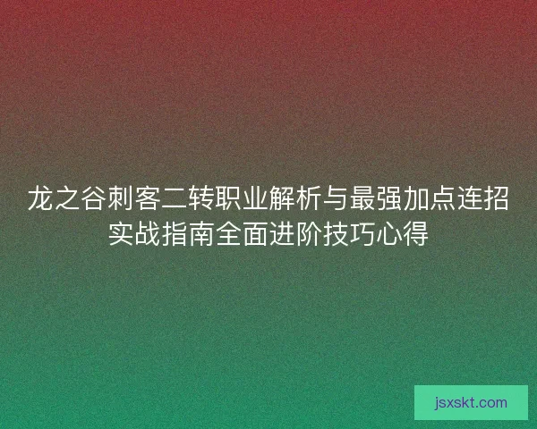 龙之谷刺客二转职业解析与最强加点连招实战指南全面进阶技巧心得